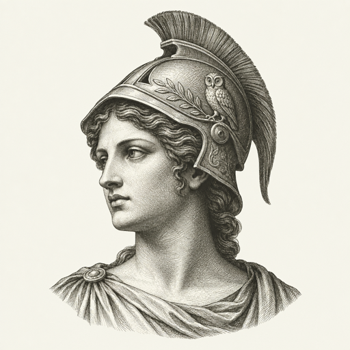Engraved profile of Minerva wearing a classical helmet.